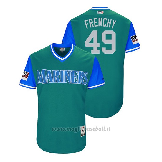 Maglia Baseball Uomo Seattle Mariners Wade Leblanc 2018 Llws Players Weekend Frenchy Aqua